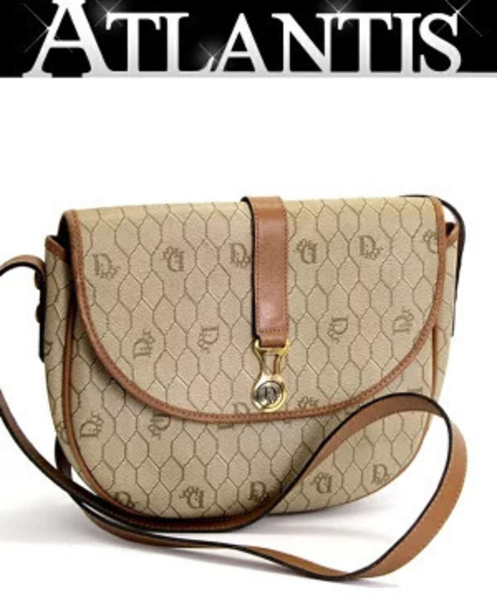 Christian Dior Honeycomb Shoulder Bag x Leather Beige Cream
